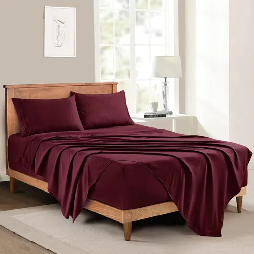 Vista 41 de Manyshofu Juego de sábanas de tamaño individual con bolsillos extra profundos, sábanas y fundas de almohada de 1800 hilos de lujo para hotel, juego
