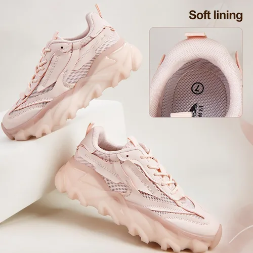 Vista 6 de LUCKY STEP Zapatillas de deporte de moda de punto para caminar para mujer Platfom Zapatos al aire libre