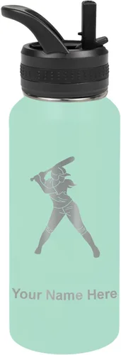 Vista 59 de LaserGram Botella de agua personalizada de 32 onzas, jugador de softbol Regalo grabado para jugadores de sóftbol, acero inoxidable aislado al vacío