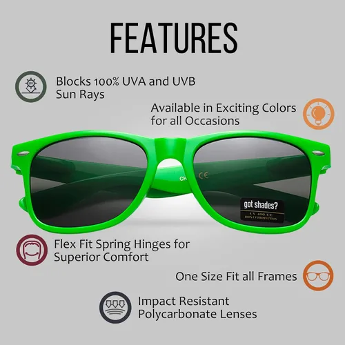 Vista 3 de Gafas de sol 100% UV retro unisex a granel a granel de los 80 para adultos - paquete de 10 - con bisagras flexibles
