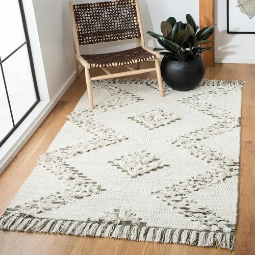 Vista 9 de SAFAVIEH Vermont Collection - Alfombra de pasillo, 2 pies 3 pulgadas x 8 pies, diseño de lana de tejido plano, color marfil y verde, ideal
