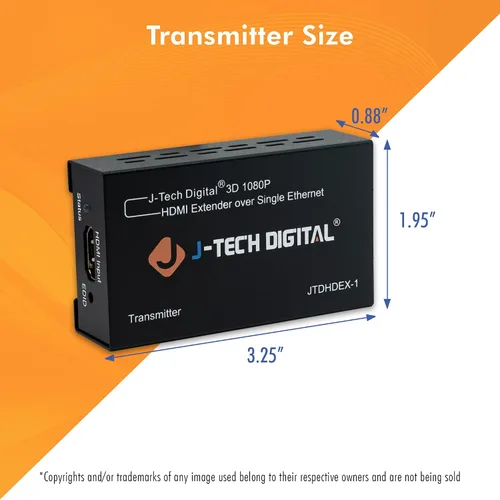 Vista 3 de J-Tech Digital Extensor HDMI 1080P 60Hz sobre un solo cable CAT 5e/6 hasta 200 pies. Color profundo, copia EDID, sin pérdida de señal Paquete