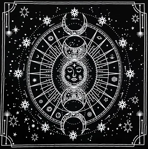 Vista 8 de Indian Consigners Paño de Altar de Fases Lunares Tarot Celestial Cubo Cuadrado Colgante de Pared Mantel para Lugares Sagrados Decoración del Hogar