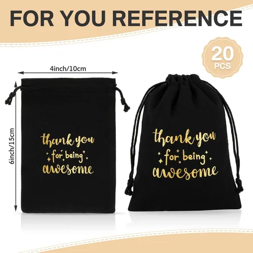 Vista 3 de Fumete 20 bolsas pequeñas de regalo con cordón de agradecimiento, regalos de agradecimiento para profesores, enfermeras, empleados, compañeros