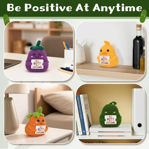 Vista 5 de Big Butt Potato - Divertida patata de ganchillo con tarjeta de afirmación de positividad para regalos divertidos de aliento (verde, 1P)