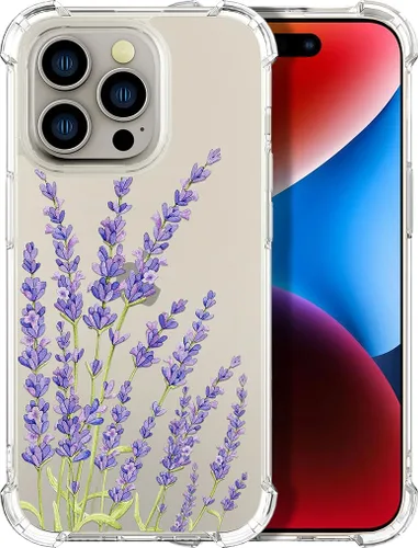Vista 30 de Compatible con iPhone 14, funda transparente y bonita para mujeres y niñas, diseño floral, diseño floral femenino, funda para teléfono 14