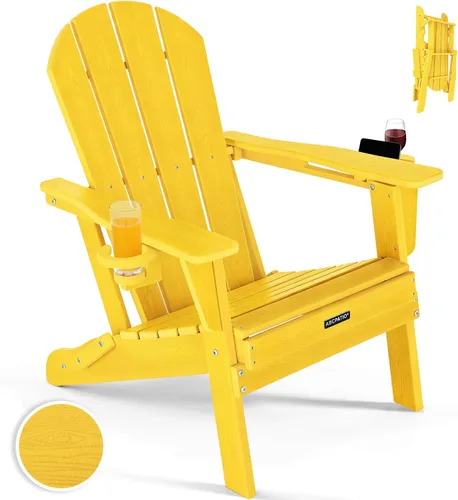 Vista 31 de Sillas Adirondack plegables – Silla Adirondack de plástico con soporte para tazas, sillas para exteriores resistentes a la intemperie