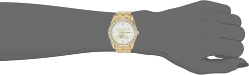 Vista 2 de Disney Mickey Mouse - Reloj de pulsera de cuarzo analógico redondo para adultos, Oro, Movimiento de cuarzo