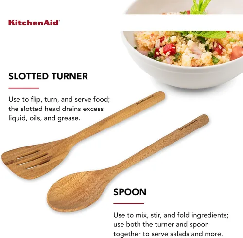 Vista 5 de KitchenAid Juego de espátula y cuchara de bambú, 2 piezas