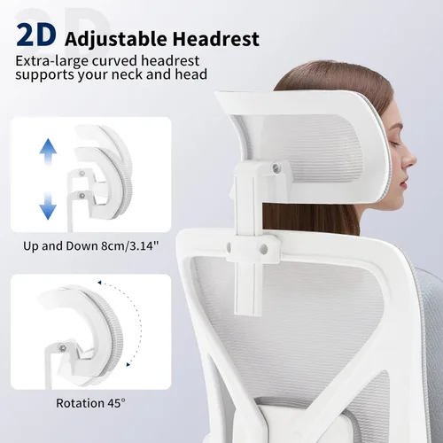 Vista 3 de Silla de Oficina, Silla de Escritorio Ergonómica con Soporte Lumbar Ajustable, Silla de Oficina Gris de 400 Libras Silla de Computadora de Malla
