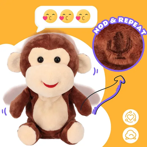 Vista 8 de Easfan Talking Monkey Repeat What You Say - Peluche eléctrico de peluche divertido interactivo para hablar, regalos de cumpleaños para niños
