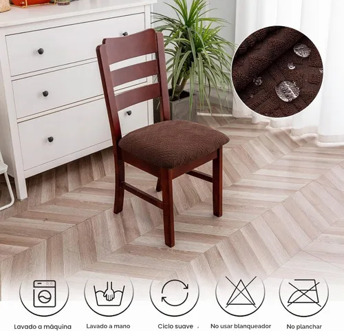 Vista 7 de Genina Fundas impermeables de asiento para silla de comedor, fundas elásticas para sillas de comedor, fundas protectoras para silla de comedor