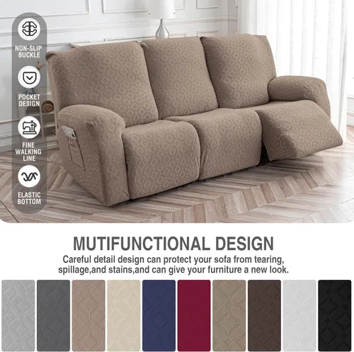 Vista 225 de Gennia Funda Impermeable para Silla Reclinable, Fundas Elásticas para Sofá Reclinable con Bolsillos, Fundas Lavables para Silla Reclinable Lazy Boy