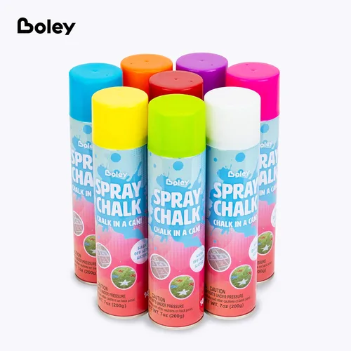 Vista 2 de Boley Tiza en aerosol, paquete de 8 pinturas en aerosol lavables de 7 onzas cada una, no tóxica, colores vibrantes al aire libre para pavimento