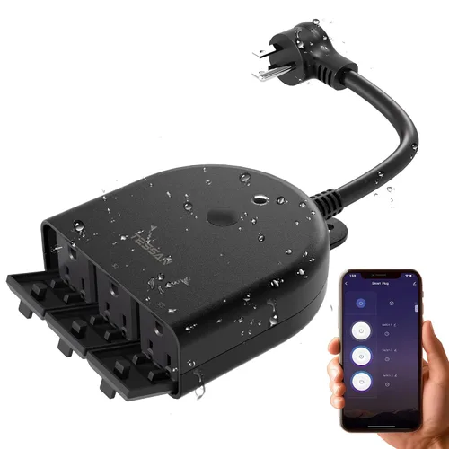 Vista 10 de Enchufe Inteligente para Exteriores Impermeable, TESSAN Enchufe WiFi Inteligente Compatible con Alexa, Google Assistant, Regleta de Alimentación
