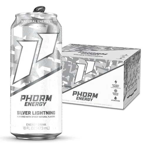 Vista 14 de PHORM ENERGY - Bebida energética, Blue Blitz, sabor a frambuesa azul, 200 MG de cafeína natural de té verde, sin azúcar, bebida carbonatada