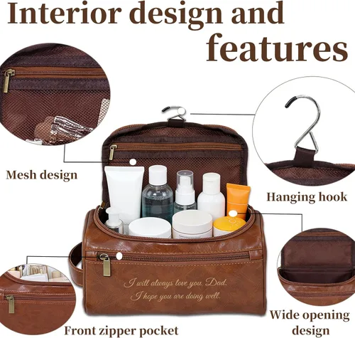Vista 2 de Regalos personalizados para hombre Neceser Marrón oscuro