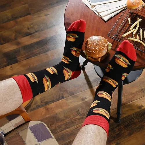 Vista 3 de HSELL - Calcetines de algodón para hombre, de vestir, con diseños divertidos y alocados
