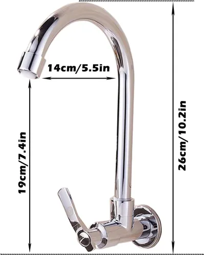 Vista 6 de Inchant Grifo de fregadero de agua fría – Grifo de barra de acero inoxidable de montaje en pared de arco alto de un solo mango para cocina, jardín