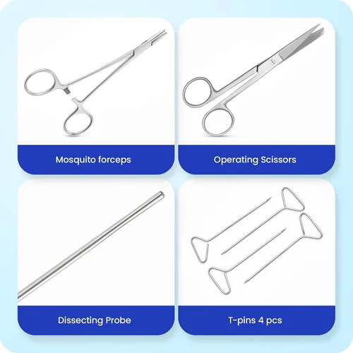 Vista 4 de Core Flex Kit avanzado de disección de anatomía de laboratorio de biología con cuchillas de mango de cuchillo de bisturí de acero inoxidable
