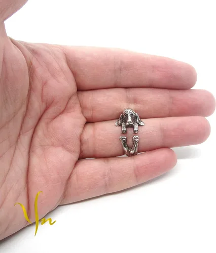Vista 7 de Anillo de plata Basset Hound, anillo de perro de plata esterlina, joyería de Basset Hound, joyería de plata