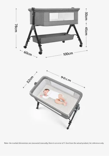 Vista 9 de Next to Me - Cuna cuna plegable para bebé, cuna para dormir conjuntamente, cuna convertible para cama infantil (X3 gris)