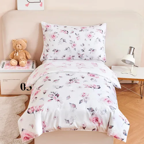 Vista 20 de PERFEMET Juego de cama de 4 piezas para niños pequeños con edredón de autos para niños, reversible, ligero, vehículos azules, juego de cama