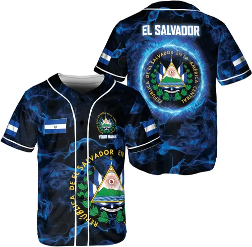 Vista 17 de Parvii Camiseta de béisbol personalizada de El Salvador Orgulloso, camiseta de El Salvador, camiseta de El Salvador, Jersey de El Salvador