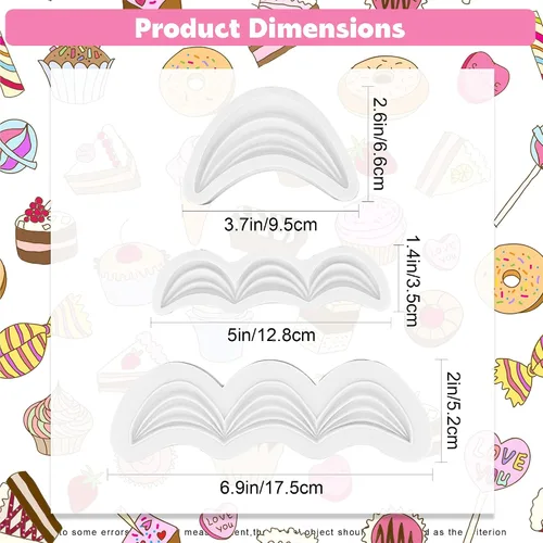 Vista 2 de Moldes para festones de fondant Molde de silicona con borde de pastel Juego de 3 moldes en forma de onda para hornear y decorar Molde
