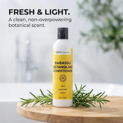 Vista 7 de OBIA Naturals Acondicionador desenredante Babassu, 8 onzas Vegan, coconut-free formula with avocado oil. Ideal for hydrating curly, coily and low