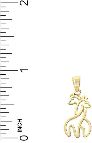 Vista 2 de Charm America - Dije de jirafas doradas enamoradas - Oro macizo de 10 quilates
