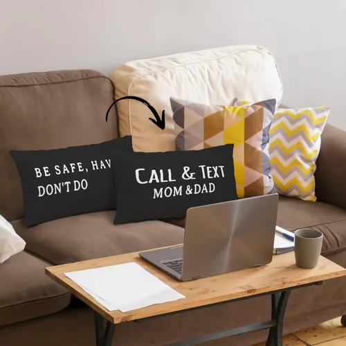 Vista 4 de Mingnei Funda de almohada con texto en inglés "Call Your Mom", divertida funda de almohada reversible decorativa de 12 x 20 pulgadas, regalos
