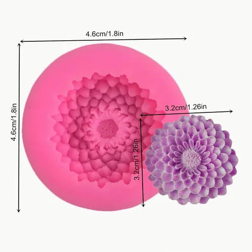 Vista 2 de 2 Piezas Pequeño Molde de Girasol de Silicona para Decoración de Fondant, Chocolate, Caramelo, Pastel, Vela, Jabón, Hornear, Pasta de Polímero
