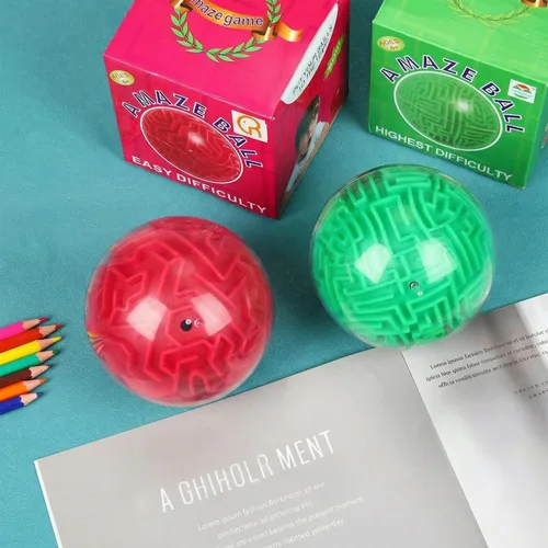 Vista 5 de Sumind 2 piezas de rompecabezas 3D con bola de laberinto de 4 pulgadas, esfera mágica, rompecabezas secuenciales de memoria, rompecabezas educativos