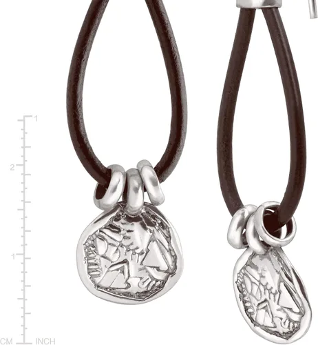 Vista 4 de Silpada Pendientes colgantes 'Medallion' en plata de ley y cuero, Turquesa Coral, Sin piedra no conocido