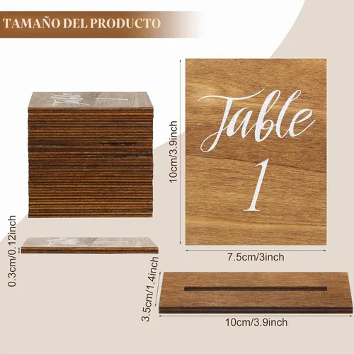 Vista 2 de Chunful 20 piezas de mesa de madera números 1-20 con soportes