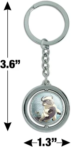 Vista 2 de Avatar The Last Airbender Appa & Momo - Llavero giratorio redondo de metal cromado