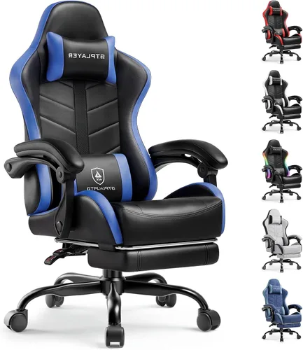 Vista 13 de GTPLAYER - Silla de juegos con reposapiés, silla de juegos de computadora para adultos, silla de jugadores de altura ajustable con reclinación