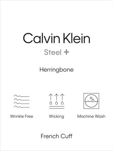 Vista 4 de Calvin Klein Camisa de vestir con puños franceses de espiga y ajuste regular para hombre