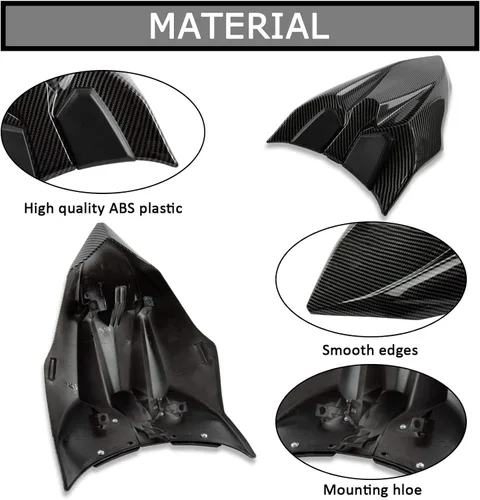 Vista 4 de Cubierta de capó para asiento de pasajero trasero para Ninja 650 Z650 2017 2018 2019 2020 2021 2022 2023 2024 (pintura de fibra de carbono)