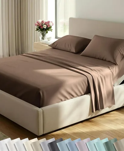 Vista 67 de California Design Den Juego de sábanas tamaño King, 100% algodón, sábanas lujosas de 600 hilos con bolsillo profundo, ropa de cama duradera con 16