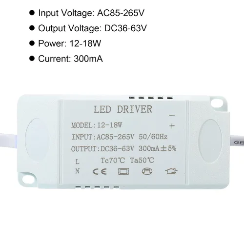 Vista 4 de PATIKIL Controlador LED de 12-18W 300mA, paquete de 3 salidas AC 85-265V 36-63V DC Conector hembra Conector rectificador de corriente constante