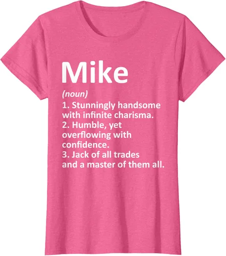 Vista 61 de MIKE Definition - Camiseta divertida para regalo de cumpleaños con nombre personalizado, Negro, S