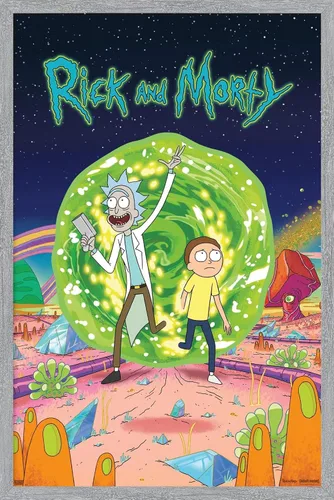 Vista 15 de Trends International Rick And Morty - Póster de pared de cubierta, 14.725 x 22.375 pulgadas, versión enmarcada de madera de granero