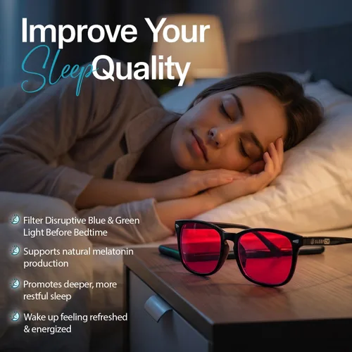 Vista 2 de Sleep ZM Blue Light Blocking & Light Sensitivity Glasses - 14 Lens Types for Comfort, Relaxation, Sleep & Relief