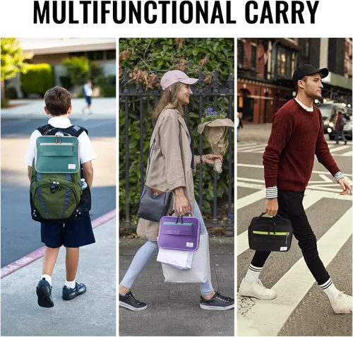 Vista 8 de Genteen Lonchera para niños, bolsa de almuerzo aislada para niños y niñas, para volver a la escuela, lonchera suave para hombres, lonchera 1PK negro