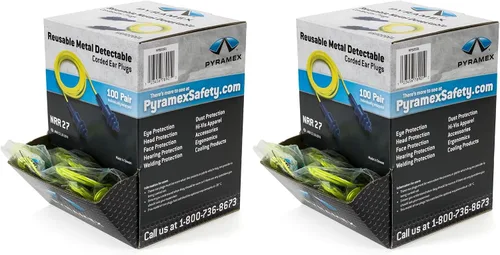 Vista 4 de Pyramex Tapones para los oídos detectables con cable reutilizables de la serie RPD2001 100 pares por caja