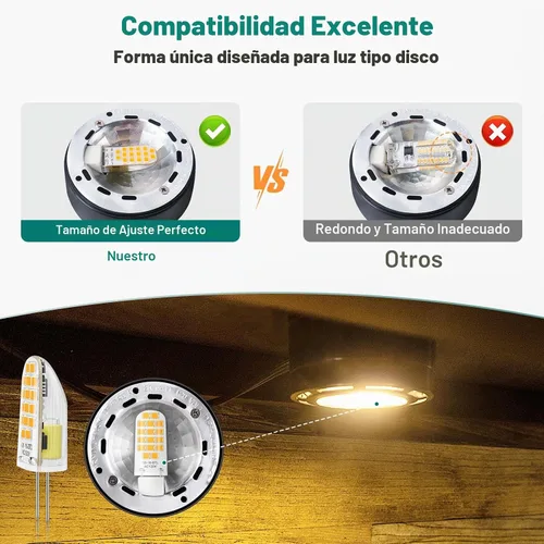 Vista 5 de DiCUNO Bombilla LED G8 regulable, equivalente a 20 W, blanco cálido 2700 K