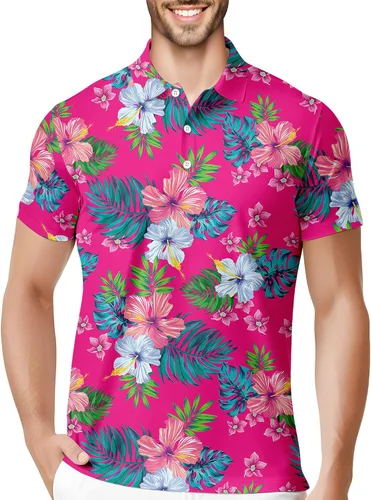 Vista 40 de HIVICHI Camisas de golf divertidas para hombre con patrón estampado loco colorido y novedad de alto rendimiento que absorbe la humedad, camisa tipo