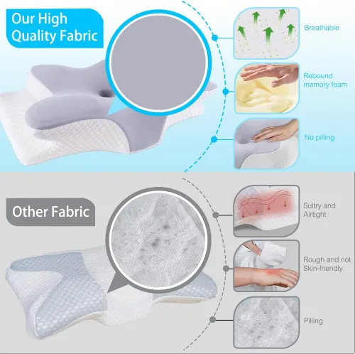 Vista 6 de Almohada cervical para cuello y hombros, almohada cervical de espuma viscoelástica, almohada ortopédica ergonómica mejorada para el cuello